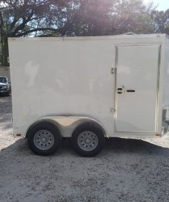 6x10 TA Trailer - White, Double Barn Doors, Side Door, Extra Height, Bar Lock