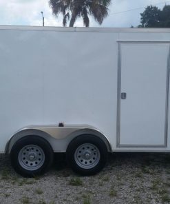 6x12 TA Trailer - White, Double Doors, Side Door, Extra Height