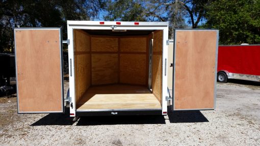 7x10 SA Trailer - White, Barn Doors, Side Door, Extra Height, Electric Brakes