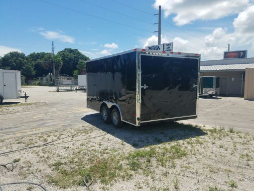 8.5x14 TA Trailer - Black, Ramp, Side Door, and D-Rings