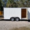8.5x16 TA Trailer - White, Ramp, Side Door, and D-Rings