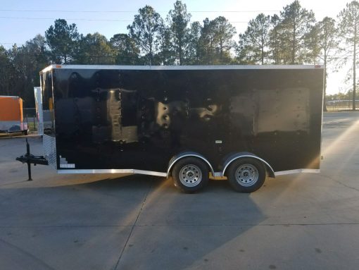 7x16 TA Trailer - Black, Ramp, Side Door, Split Axles