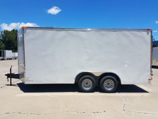 8.5x16 TA Trailer - White, Barn Doors, Side Door