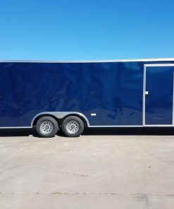 8.5x24 TA Trailer - Blue, Ramp, Side Door, 5K Axles